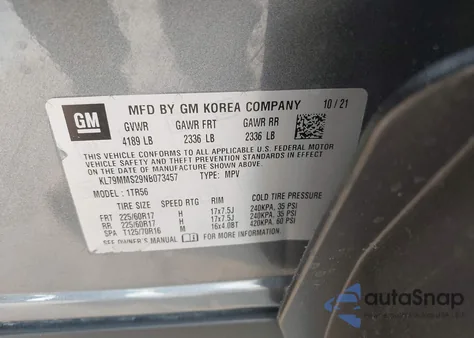 2022 Chevrolet Trailblazer Fwd Ls z USA, uszkodzony, nr VIN KL79MMS29NB073457